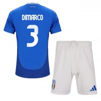 Maglie da calcio Italia Federico Dimarco #3 Prima Maglia Bambino Europei 2024 Manica Corta (+ Pantaloni corti)